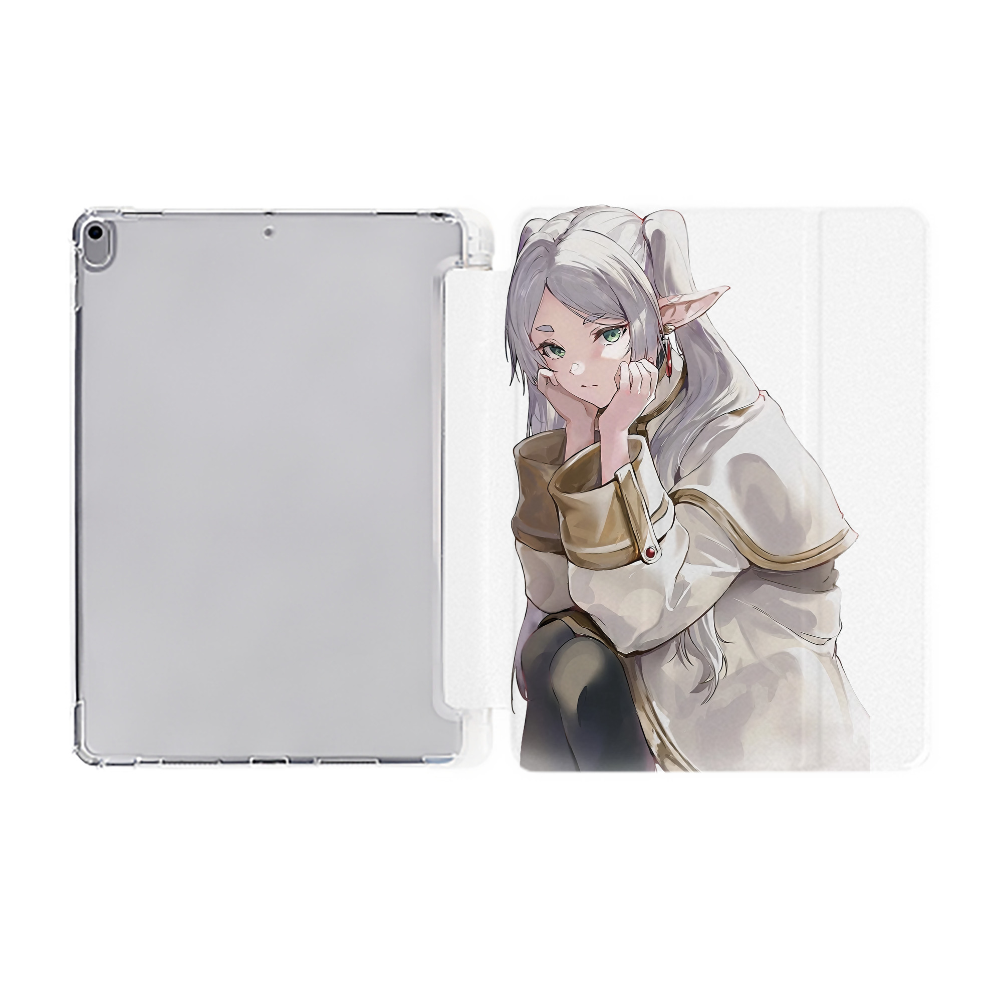 （画像用） 葬送のフリーレン Frieren IPad ケース ペン収納付き 三つ折りスタンド PUレザー×シリコン 対応機種9.5/10.5/10.9インチ